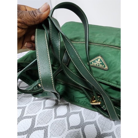Authentic PRADA Nylon 2way Shopper Tote Bag Green - Picture 13 of 16